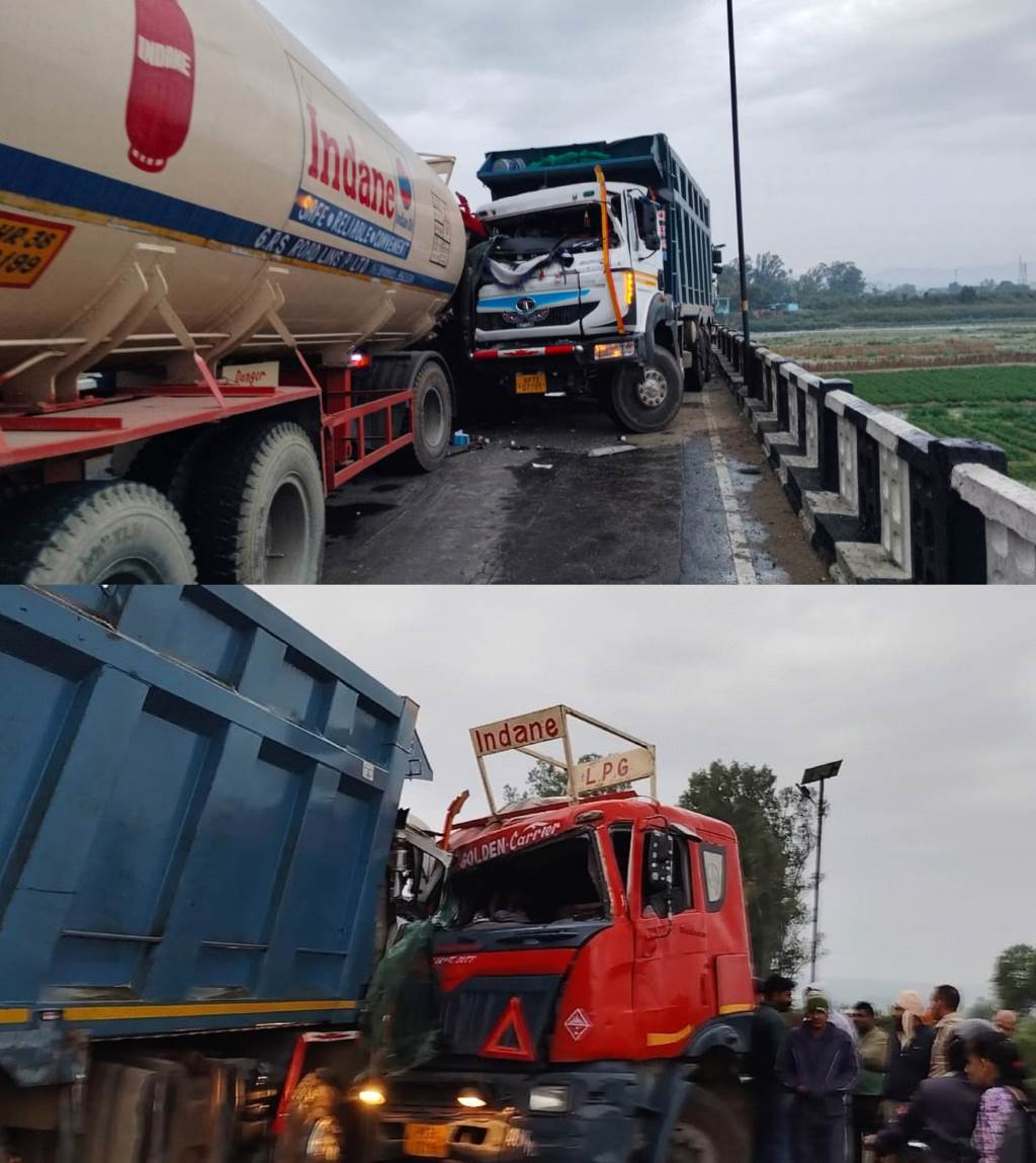 Major Road Accident Averted in Santokhgarh Three Drivers Injured in TankerTipper Collision